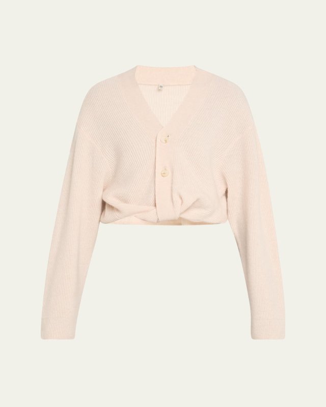 Cashmere Twist-Front Cardigan